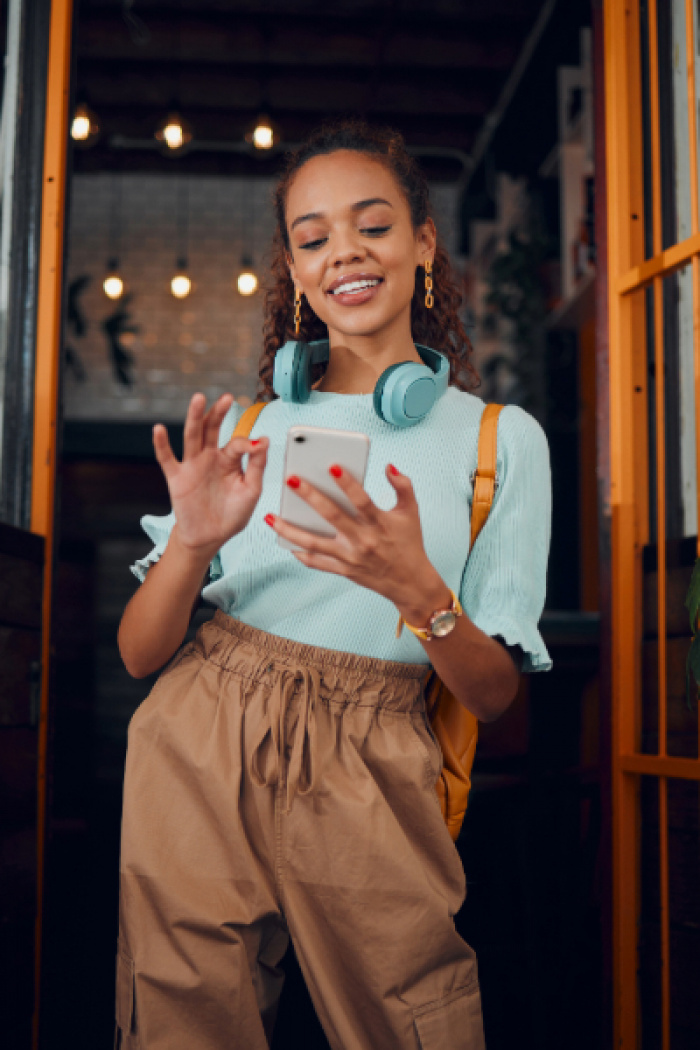 Young woman using Digital Banking