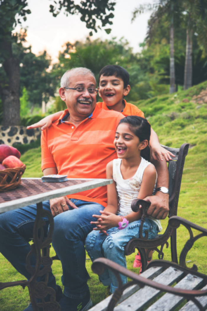 Grandfather with his grandchildren