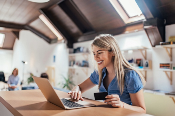 Woman making an online payment