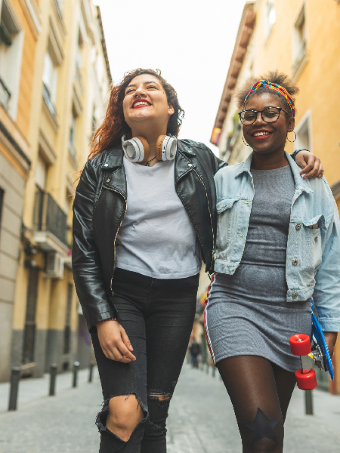 Teen girls walking