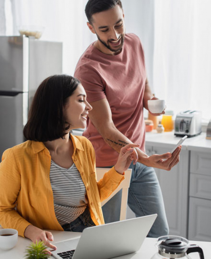 Couple reviewing their estatements using the Digital Banking app.