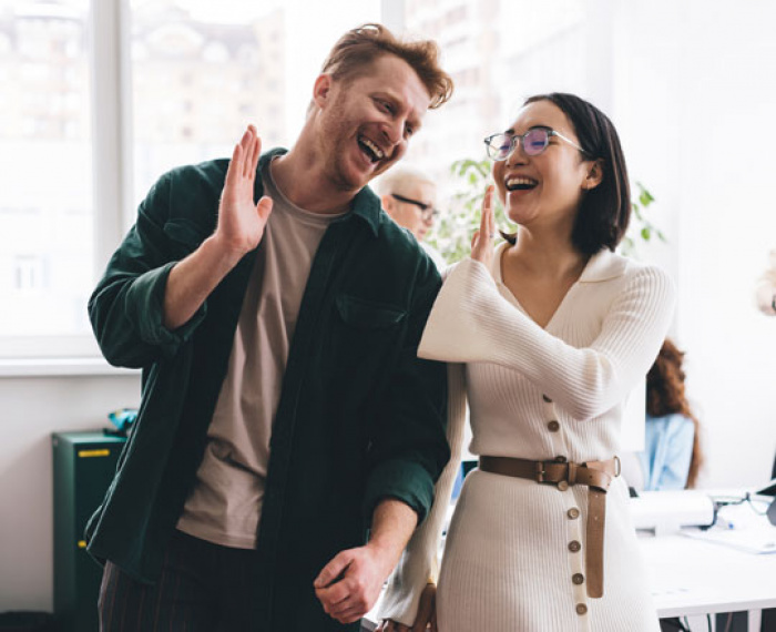 Business high five