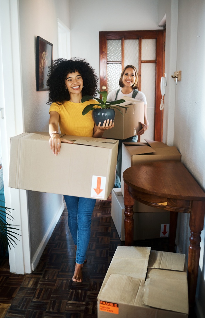 Young couple moving into new home