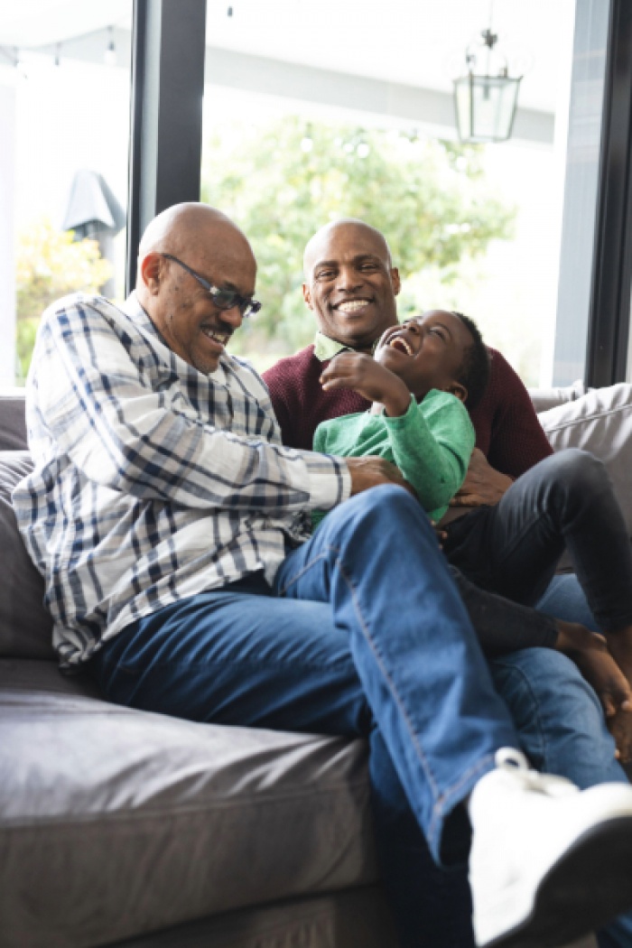 Family laughing together