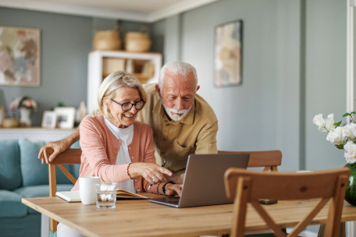 Older couple reviewing their finances