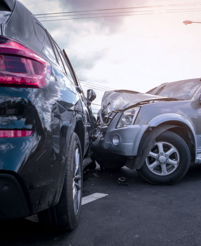 Two vehicles after an accident