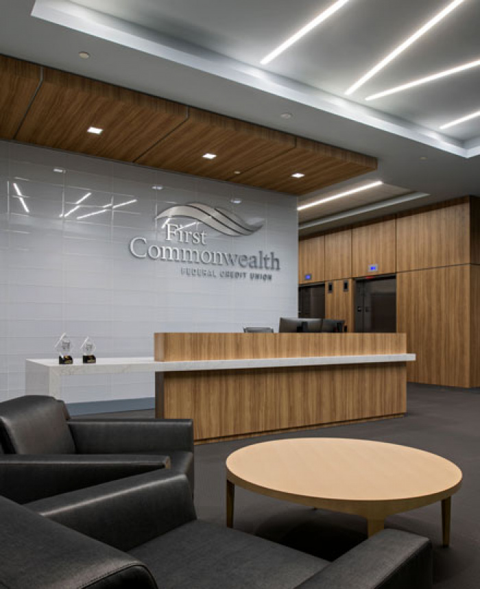 The lobby of First Commonwealth Headquarters