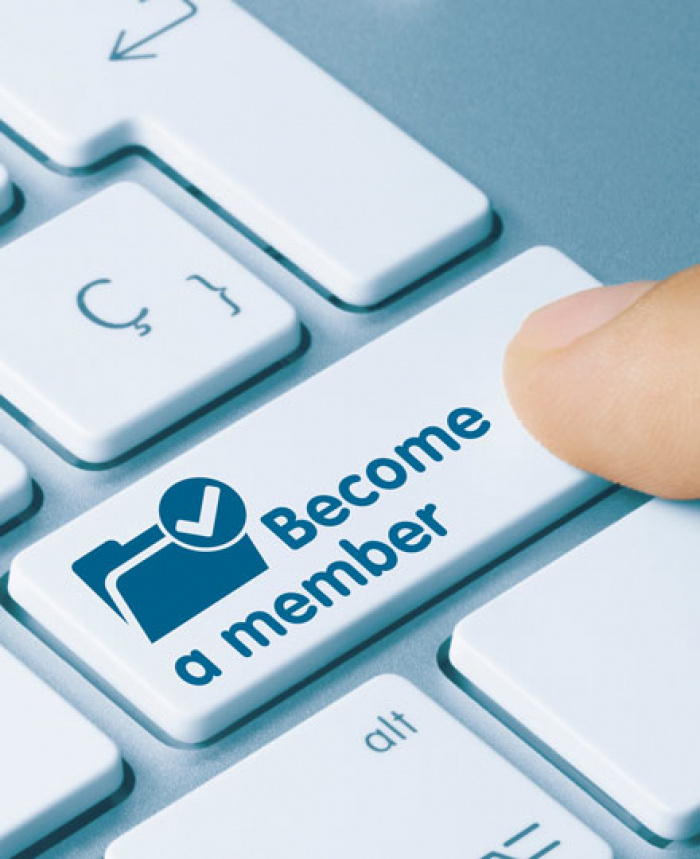 Keyboard with a button that says become a member