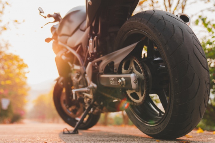 motorcycle leaning on kickstand