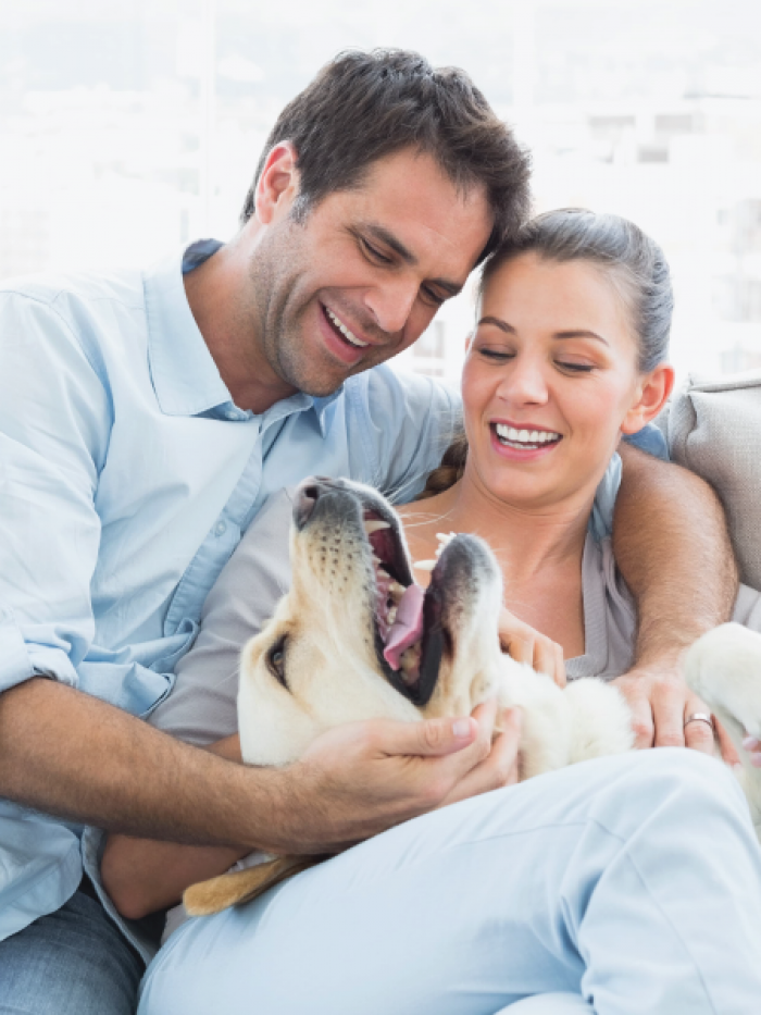family with dog