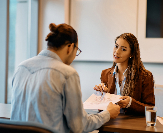 Young man interviewing for job