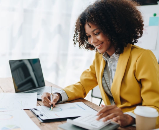 Woman working on her savings