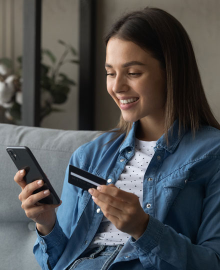 Woman using her online digital banking