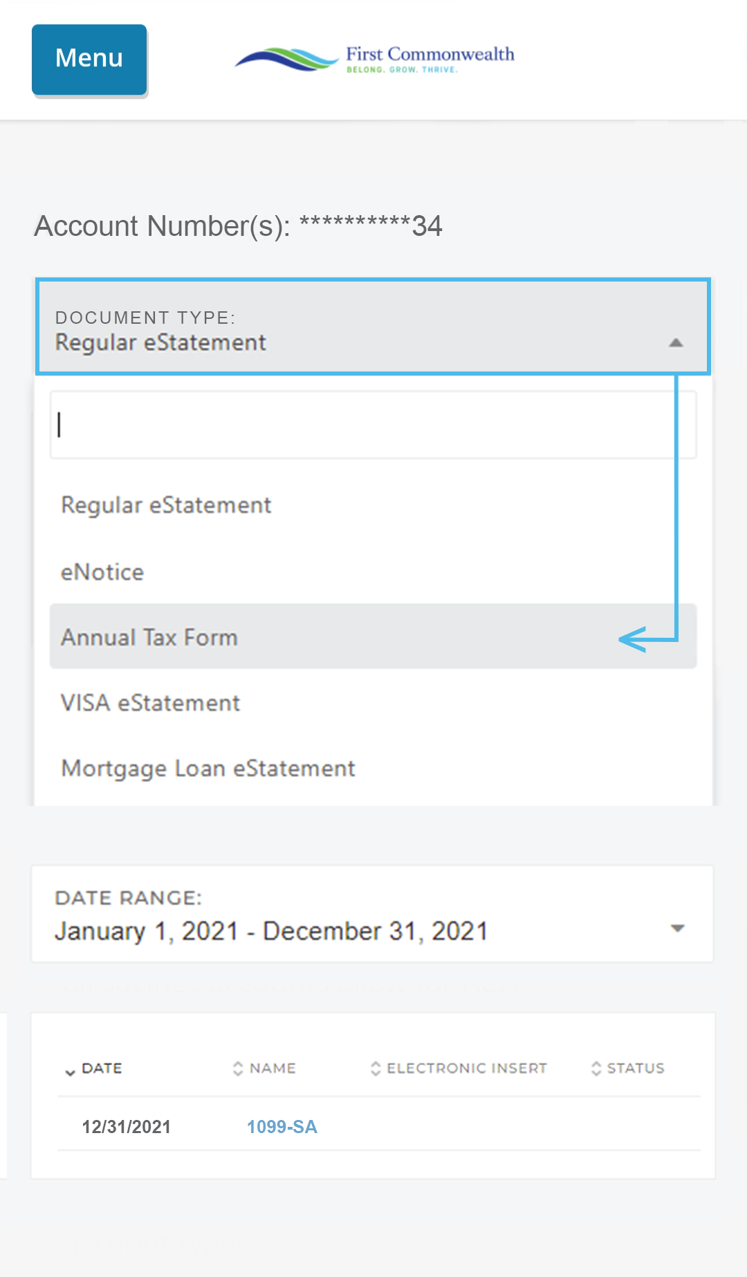 Accessing your tax statement: Step 3