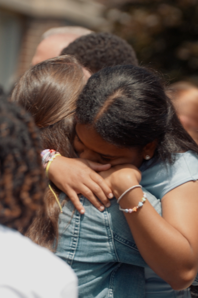 Mom and daughter hugging