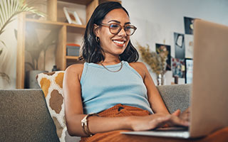 Woman using laptop