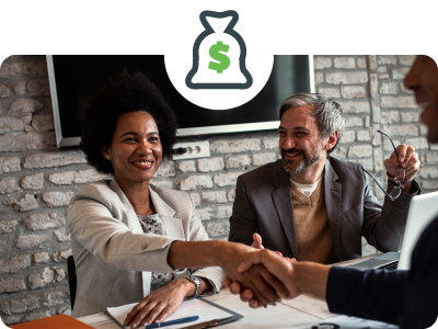Employees shaking hands