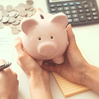Person holding piggy bank